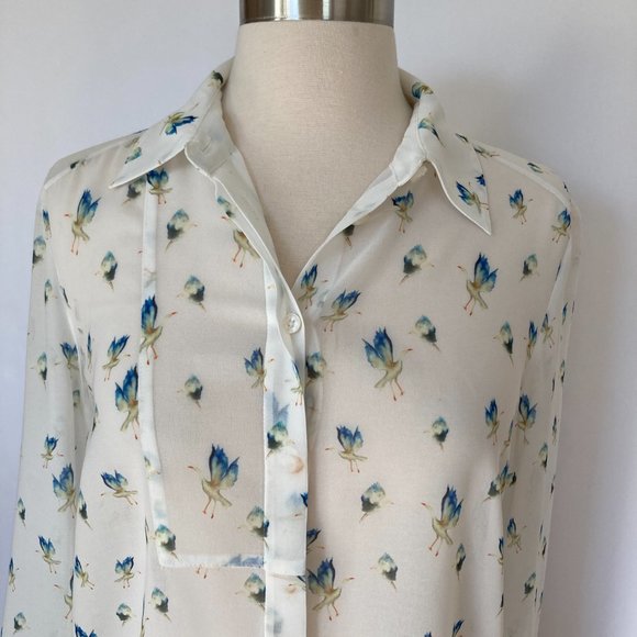 JASON WU GREY Crane-Print Button-Front Blouse, White multi, 2 - Picture 4 of 13